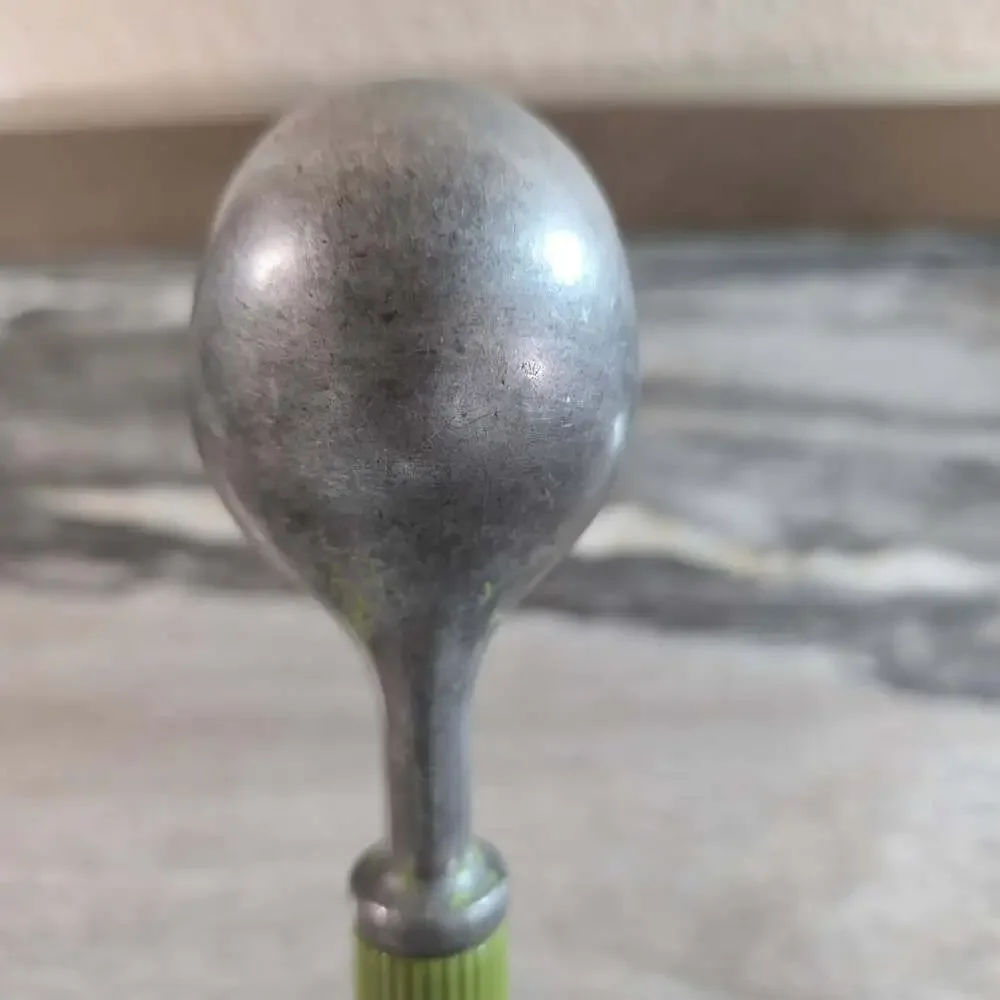 Vintage Green Handle Aluminum Scoop USA – Mid-Century Kitchen Utensil – Small